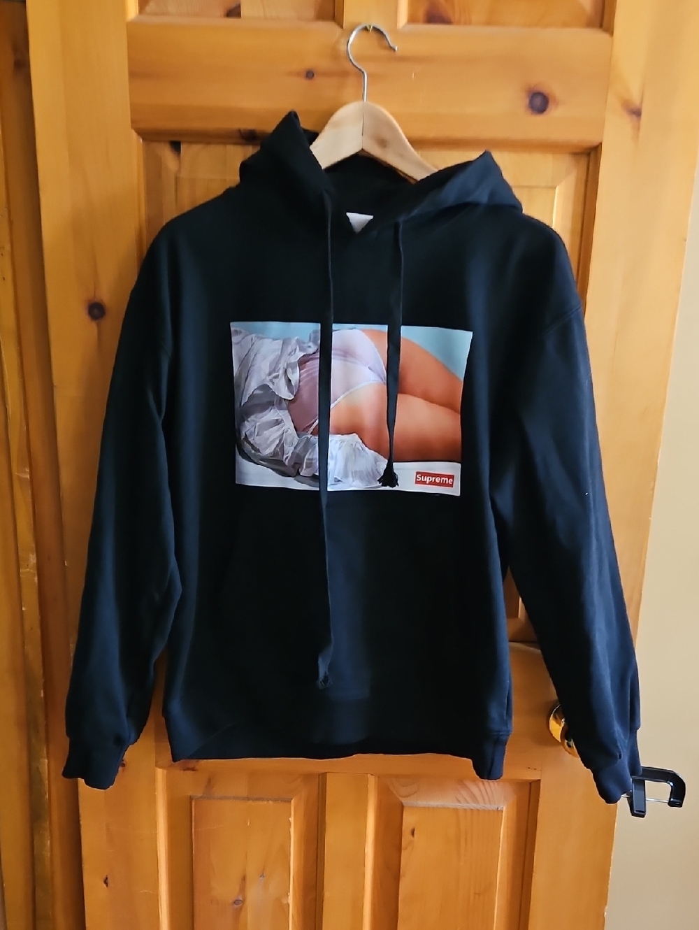 Supreme Black Crewneck Hoodie with Photographic Box Logo